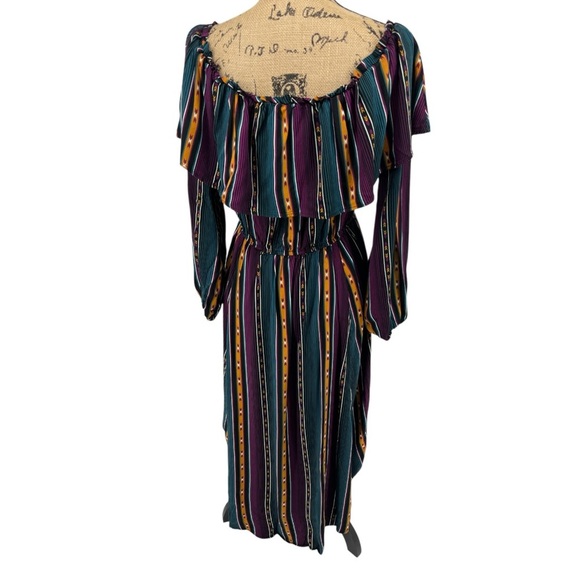 Wrangler Retro Hi Low Ruffle Dress Western Aztec Country Size Medium Purple - Picture 5 of 9